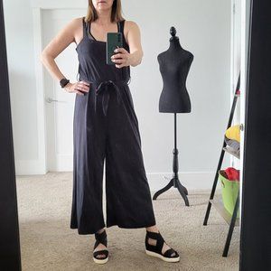 belted dark gray jumpsuit